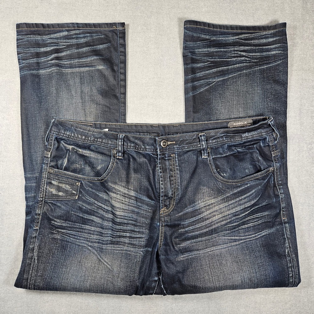 Buffalo David Bitton King-X Slim Boot Stretch Jeans Mens 42x32 Dark Wash Blue